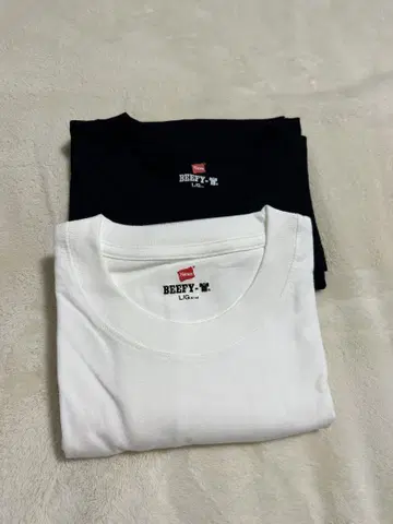 미사용 새상품 Hanes BEEFY T셔츠 헤인즈 비피T 블랙 화이트 L