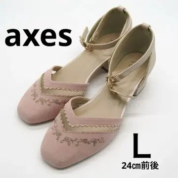 엑시즈팜 펌프스 자수 청키힐 L 핑크 axes
