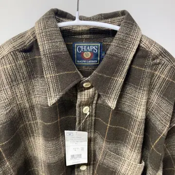 [ 데드 ] CHAPS 브라운 체크 무늬 울 셔츠 자켓 플란넬 셔츠