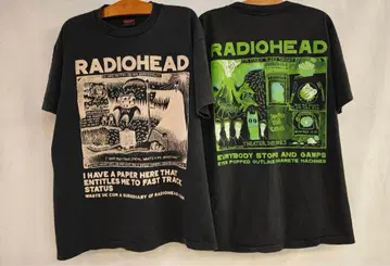 XL RADIOHEAD 그래픽 티셔츠 블랙
