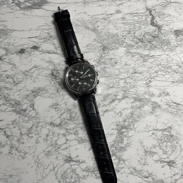 D&G 크로노그래프 가죽 손목시계 블랙