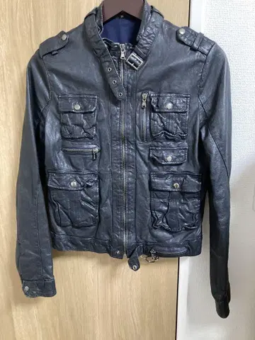 주름 가공 가죽 자켓
