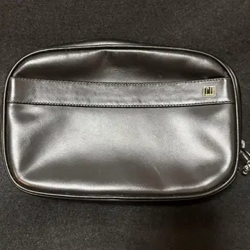 [중고] 던힐 세컨드 백 천연 가죽 파우치 클러치백 가죽 블랙