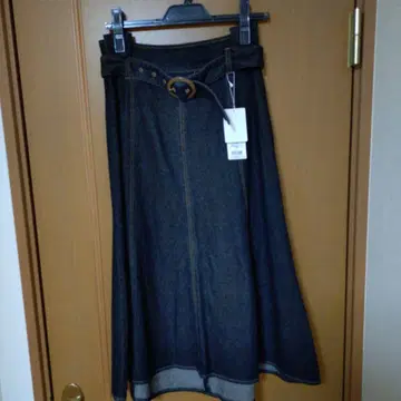 프로포션 바디 드레싱 블랙 데님 플레어 스커트 M