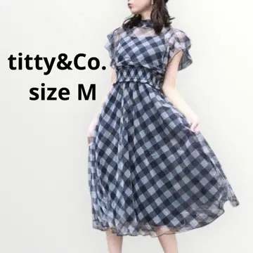 titty&co. M 사이즈 롱 원피스 슬리브리스 체크 블랙
