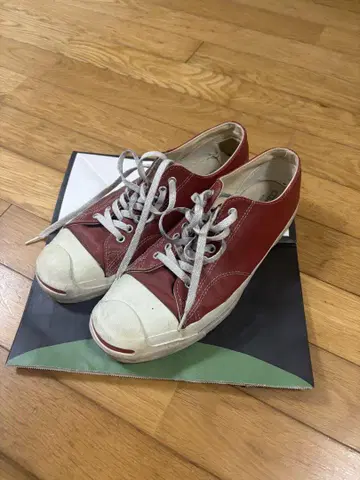 90년대 잭 파셀 USA 제작 가죽 레드 빈티지 27.5cm