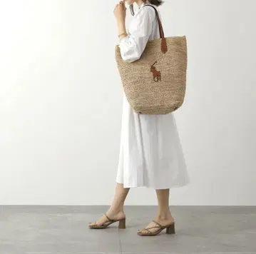 새상품급 랄프 로렌 라피아 백 바스켓백