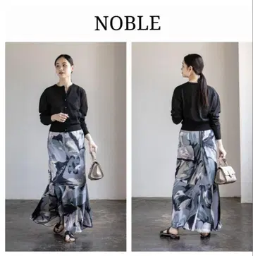 NOBLE 아트 프린트 새틴 머메이드 스커트