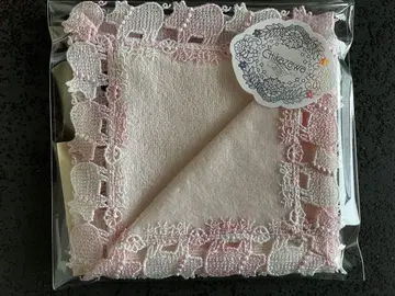 치카자와 레이스 돼지에게 진주 타월 손수건 핑크
