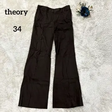 [ 띠어리 ] theory 린넨 와이드 와이드 레그 슬랙스 브라운 34