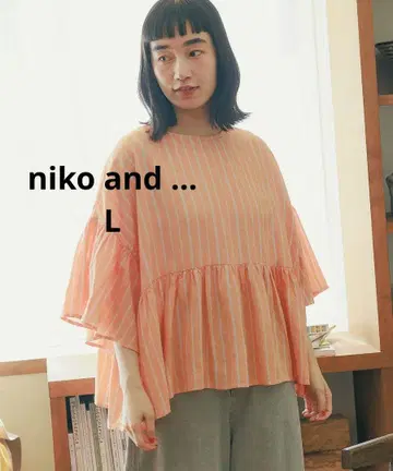 니코앤드 COMFORT 린넨 와이드 블라우스 오렌지 L 2way ITEM