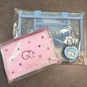 가마쿠라 베니야 다람쥐군 메쉬 백 파우치 헤어밴드 키링 3점