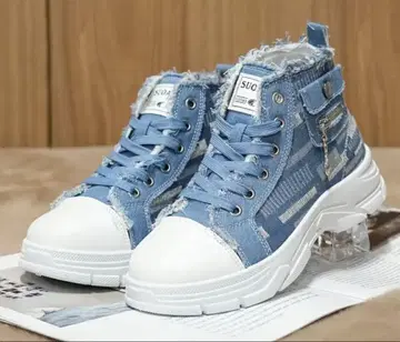 SUOA 데님 블루 하이컷 스니커즈