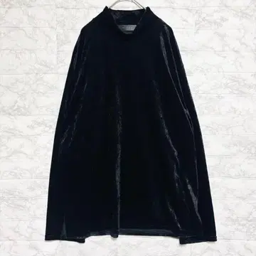 민소비 벨벳 하이넥 상의(XL) 빅 루즈 사이드 슬릿 블랙
