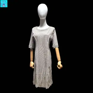 미사용 새상품 반팔 원피스 스트레치 오피스 캐주얼 세미 포멀 L