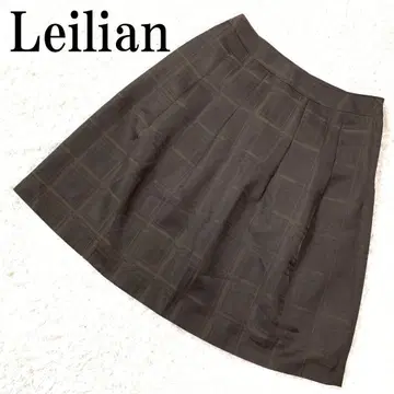 Leilian 레리안 플레어 스커트 체크 무늬 브라운 13 B9716