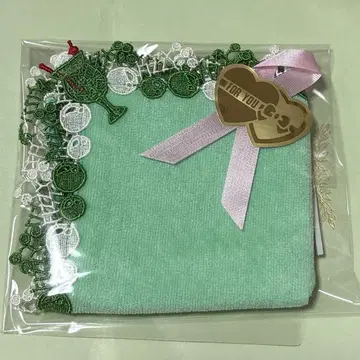 [새상품 미사용] 치카자와 레이스 시즌 타월 손수건 크림 소다 그린