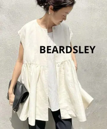 새상품 BEARDSLEY 린넨 개더 베스트 화이트
