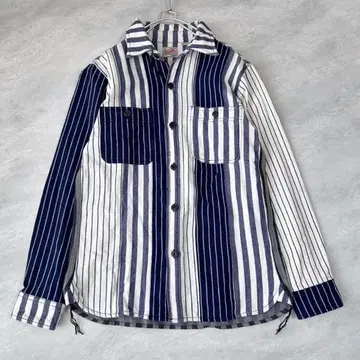 휴스턴 워크 셔츠 크레이지 스트라이프 패턴 절개 디자인 M 사이즈