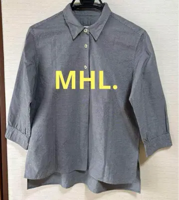 MHL. 마이크로 깅엄 체크 블라우스 셔츠