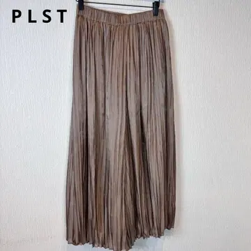 PLST 플라스테 베이지 쉬폰 플리츠 가우초 팬츠 허리밴딩