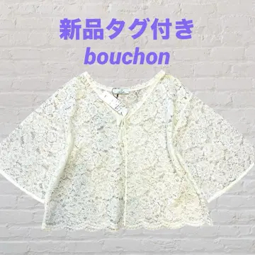 [택 포함 새상품] Bouchon 야마다야 레이스 상의 화이트 블라우스