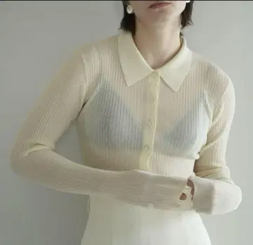 CLANE/SHEER RIB KNIT SHIRTS/시어 리브니트