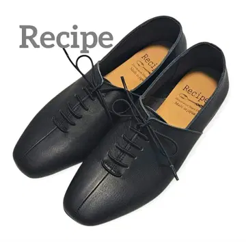 미사용 새상품 Recipe 레이스업 슈즈 천연 가죽 23cm 일본제 블랙