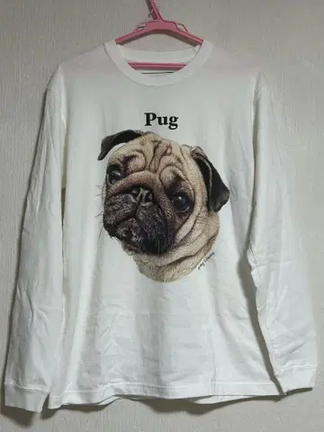 희귀 & 새상품급 gray Pug 퍼그 긴팔 티셔츠 사이즈 L