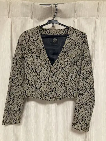 muse muse 볼레로 자켓 노카라 꽃무늬 크롭 자켓