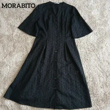 MORABITO 모라비토 컷워크 총 자수 반팔 원피스 40 블랙