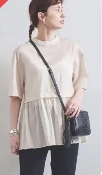 유나이티드 애로우즈 페플럼 숏 슬리브 풀오버