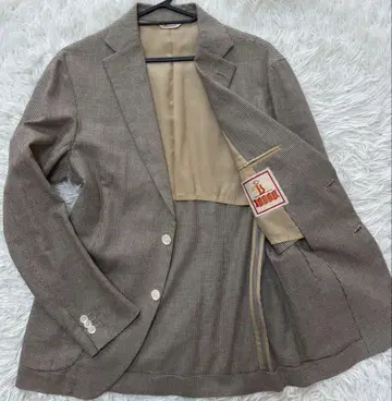 [레어] BARACUTA 테일러드 자켓 하운드투스 코튼 린넨