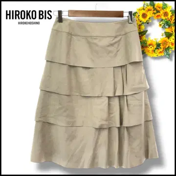 HIROKOBIS 스커트 프릴 캐주얼 무릎 기장 베이지 9 깔끔