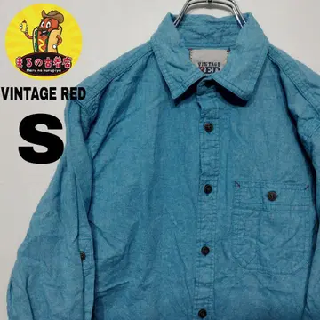 USA 구제 의류 VINTAGE RED 플란넬 셔츠 S 라이트 블루
