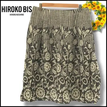 HIROKOBIS 스커트 무릎 기장 집업 스트라이프 꽃무늬 9