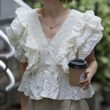 neam FRILL GIRLY BLOUSE cream/프릴 블라우스/F