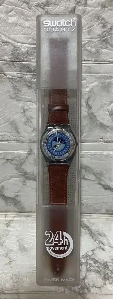 Swatch 스와치 Quartz 24h 파랑/브라운 미사용품