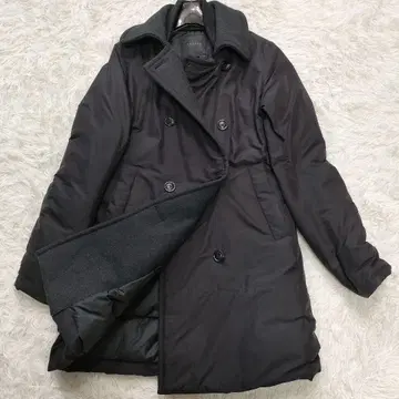 띠어리 더블 브레스트 다운 자켓 미들 기장 캐시미어 블랙 울