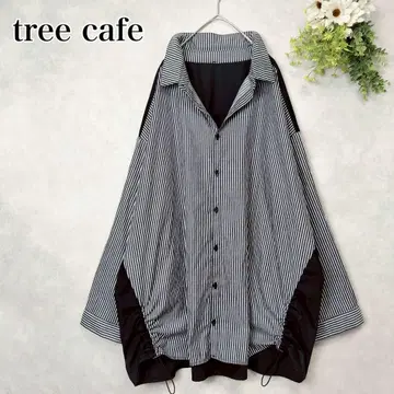 tree cafe 오버사이즈 절개 셔츠 넉넉한 핏 드로 코드