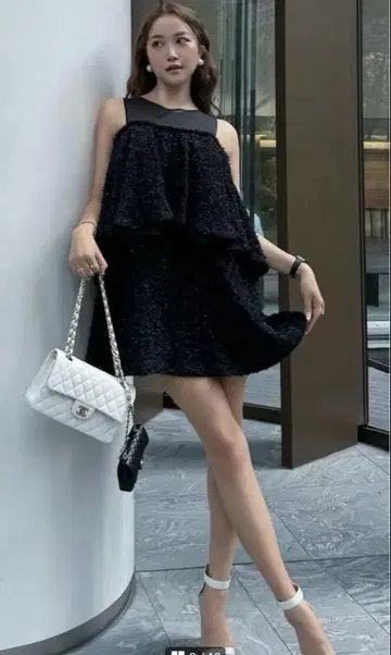 [새상품] 셰리에 sheer tweed ruffle mini dress