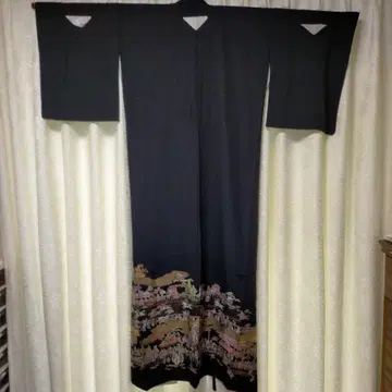 [ 작가 작품 ] 블랙 전통 예복 기모노 자수 장식, 방오 발수 가공