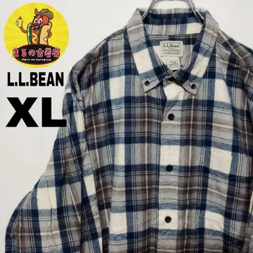 USA 구제 의류 L.L.BEAN 플란넬 셔츠 XL 화이트 네이비 체크
