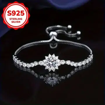 2CT 모이사나이트 해바라기 팔찌 실버 925