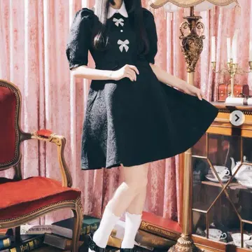 manontokyo 리본 자카드 드레스