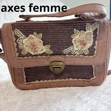 axes femme 자수 디자인 브라운 숄더백