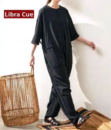Libra Cue 린넨 30% 콤비네존 올인원 블랙 F
