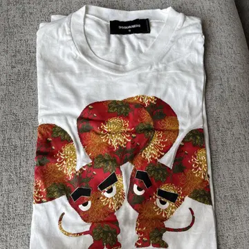 DSQUARED2 아트 프린트 티셔츠 S 화이트 디스퀘어드