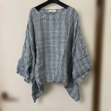 nest Robe 블루 계열 체크 5부 소매 상의