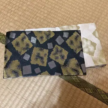 새상품 기하학 패턴 반폭 오비 블랙 금색 화이트